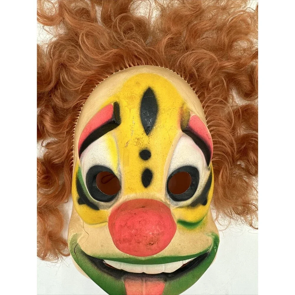 Vintage Mask Evil Clown Circus Halloween Costume Vacaform Bayshore Horror RARE